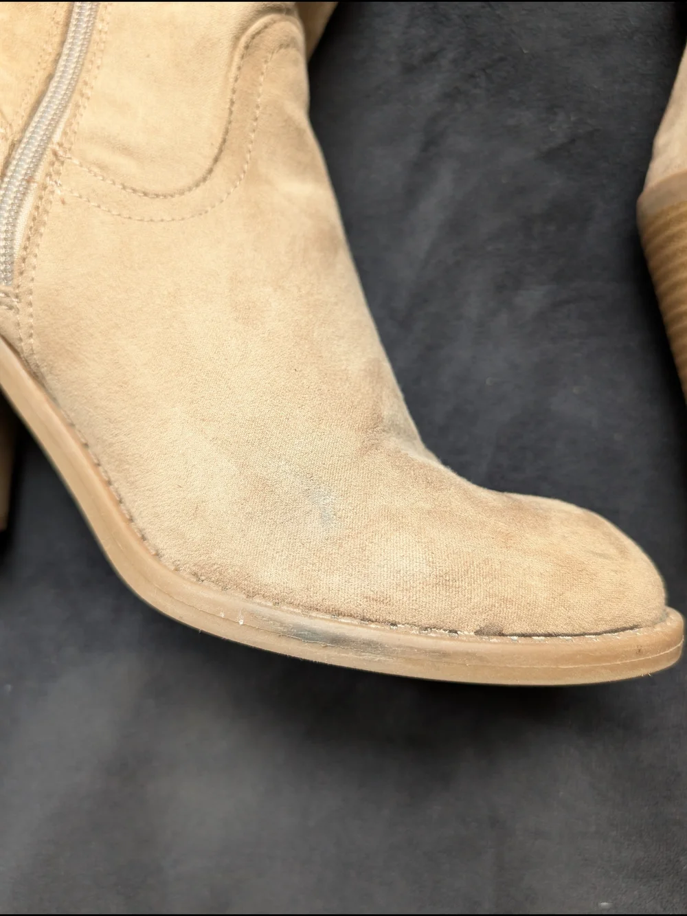 Over-the-Knee Suede Block Heel Boots in Taupe
